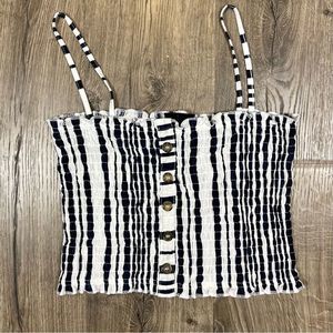 TOPSHOP black and white striped scrunch crop tank